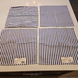 NWT Waverly Tavern Ticking Wedgewood Cloth Napkins Blue Stripes Set Of 4 Cotton